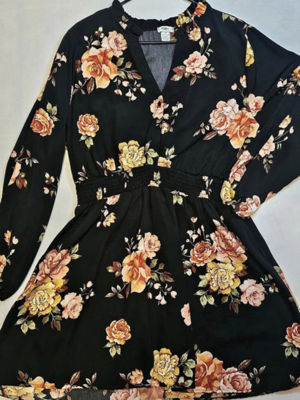 rue21 Floral Mini Dress in Black & Pink 2X Like New